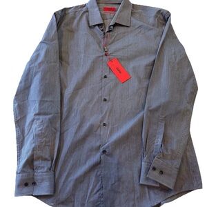 HUGO BOSS Grey Long Sleeve Button Down Shirt 43 - 17 NWT Slim Fit